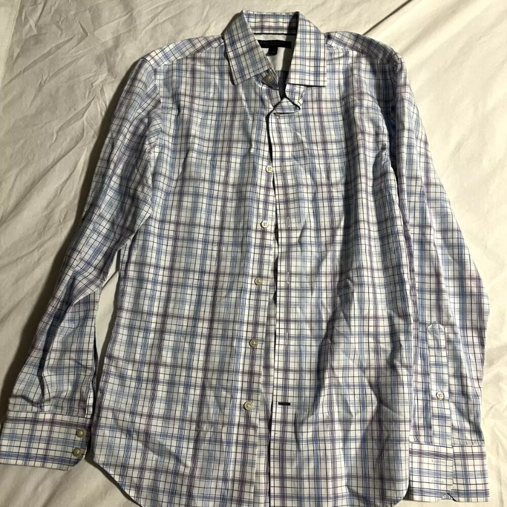 Banana Republic Non-Iron Slim Fit White, Purple, Blue Button Down Shirt Size XS